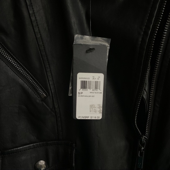 GUESS SLEEVLESS FAUX LEATHER JACKET - Picture 8 of 10